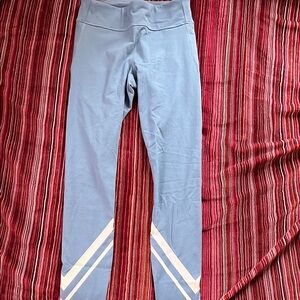 Blue Leggings with White Stripes